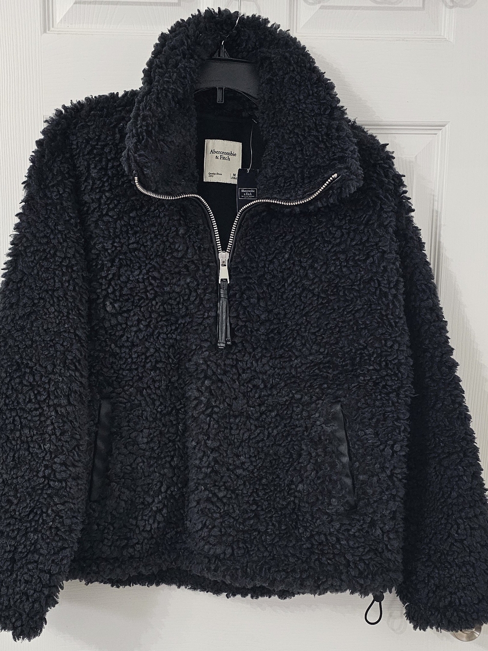 Abercrombie & Fitch Women's Black Sherpa Half-Zip Jacket